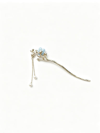 Joseph Arthur Floral Branch Hair Stick with Pearl Drop