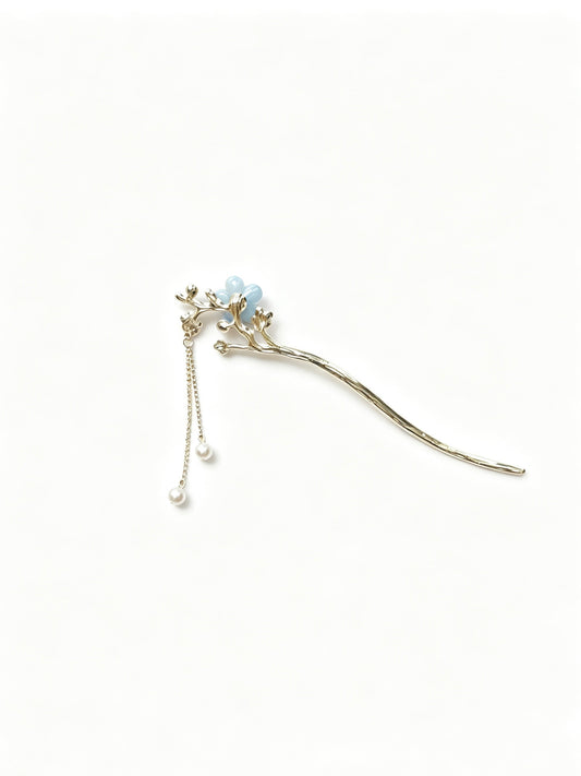 Joseph Arthur Floral Branch Hair Stick with Pearl Drop