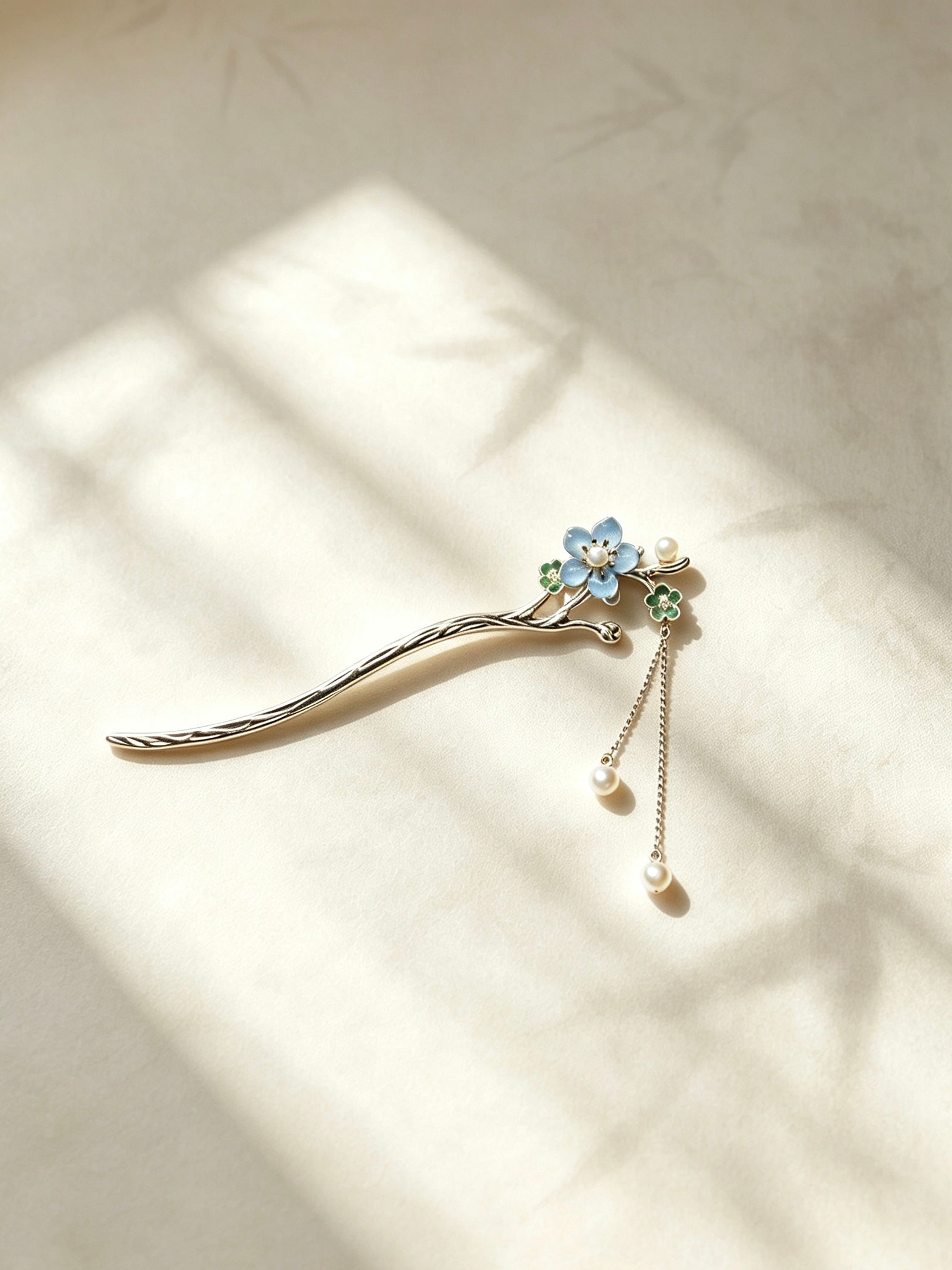 Joseph Arthur Floral Branch Hair Stick with Pearl Drop