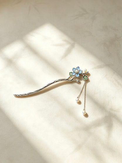 Joseph Arthur Floral Branch Hair Stick with Pearl Drop