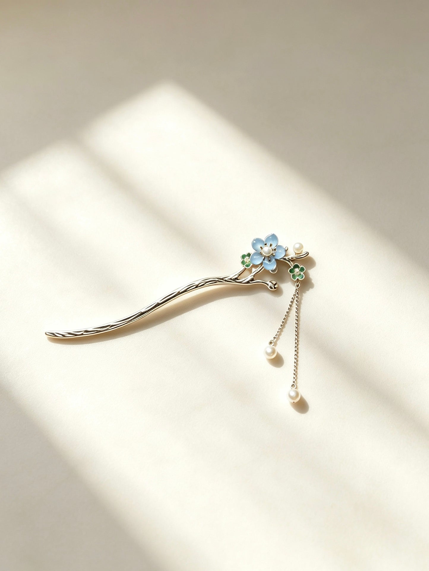 Joseph Arthur Floral Branch Hair Stick with Pearl Drop