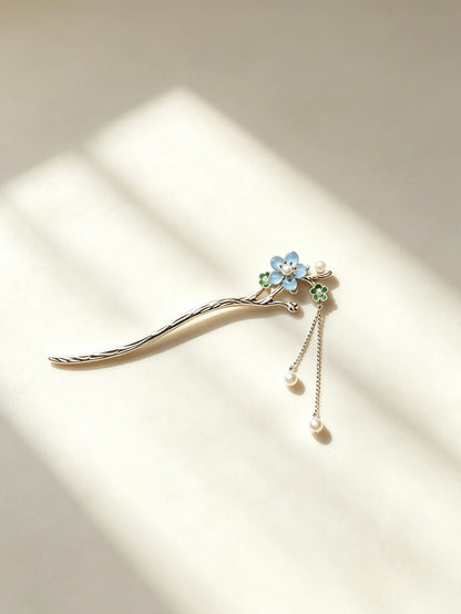 Joseph Arthur Floral Branch Hair Stick with Pearl Drop