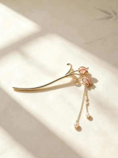 Joseph Arthur Floral Hair Stick Handmade Hair Pin with Pearl Pendant